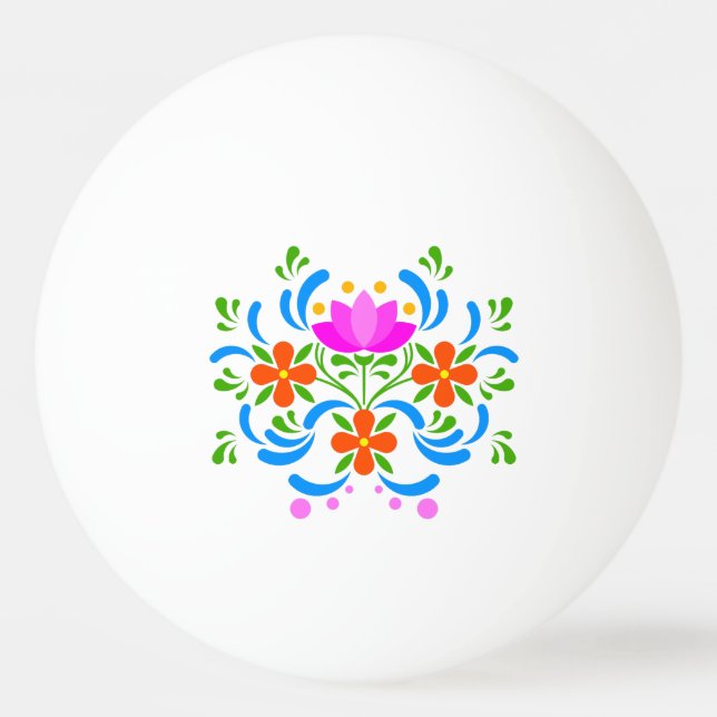 Polsk folkkonst - blommigt embroidery mönster pingisboll (Framsidan)