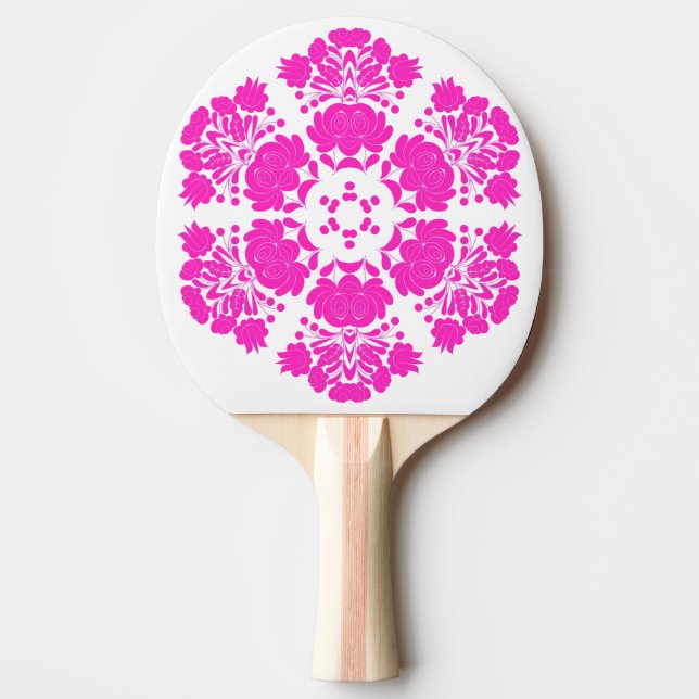 Polsk folkkonst - blommigt embroidery mönster pingisracket (Framsidan)