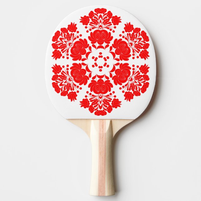 Polsk folkkonst - blommigt embroidery mönster pingisracket (Framsidan)