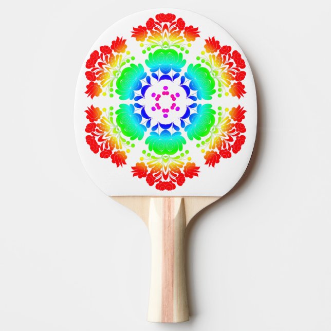 Polsk folkkonst - blommigt embroidery mönster pingisracket (Framsidan)