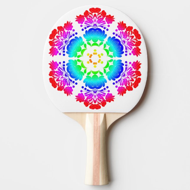 Polsk folkkonst - blommigt embroidery mönster pingisracket (Framsidan)