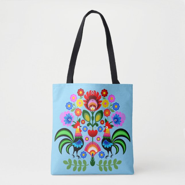 Polsk folkkonst - blommigt embroidery mönster tygkasse (Framsida)