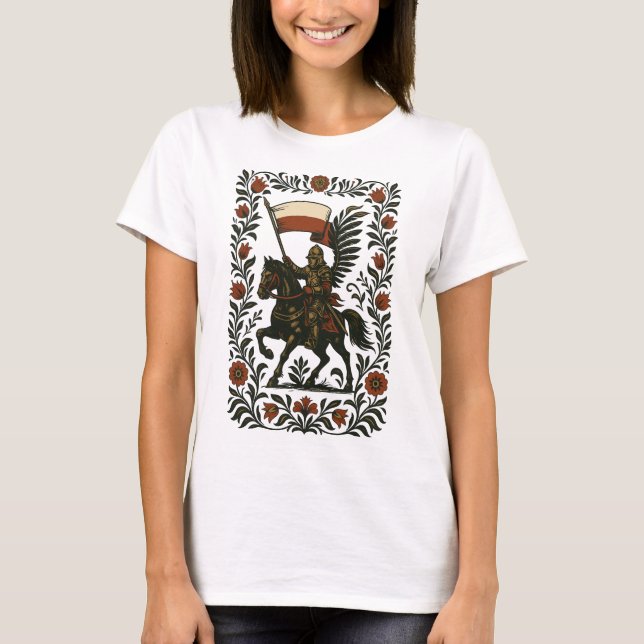 Polsk Folkkonst Hussar T Shirt (Framsida)