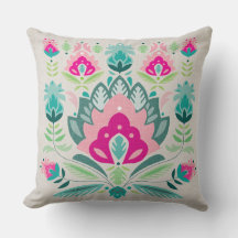 Polsk folkkonst inspirerade, blommigt cushion.