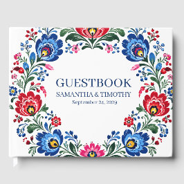 Polsk Folklig Traditionell Blommig Bröllop Gästböcker