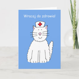 Polsk Get well Snart Tecknad Cat Kort