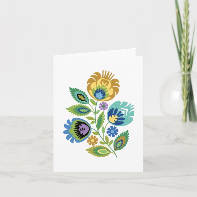 Polsk Gult för Blommigt Ochre-hälsningskort Kort (Framsida)