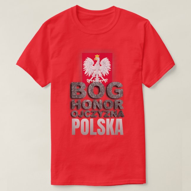 Polsk havre i Arm Polska GOD HONOR FATHERLAND T Shirt (Design framsida)