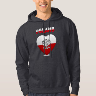 Polsk hjärtaflagga sweatshirt med luva