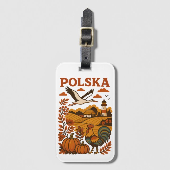 Polsk höstfolk landsbygd bagagebricka (Framsida vertikal)