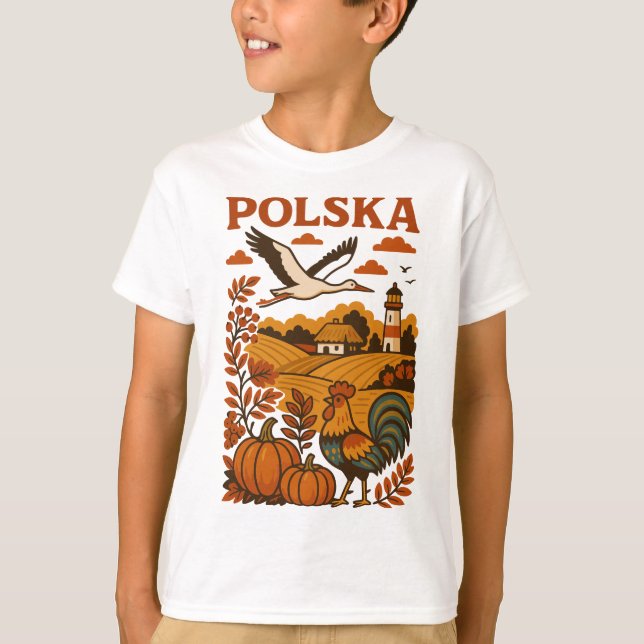 Polsk höstfolk landsbygd t shirt (Framsida)