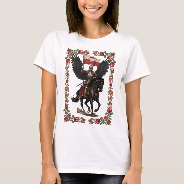 Polsk husar folkkonst ram t shirt (Framsida)