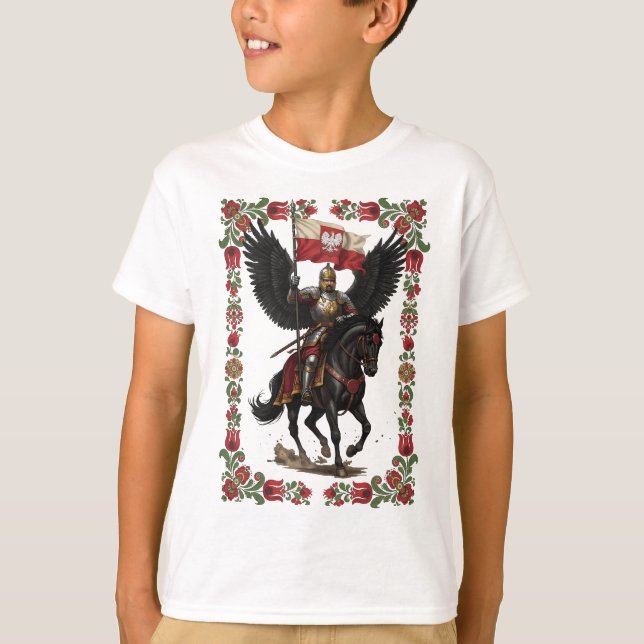 Polsk husar folkkonst ram t shirt (Framsida)
