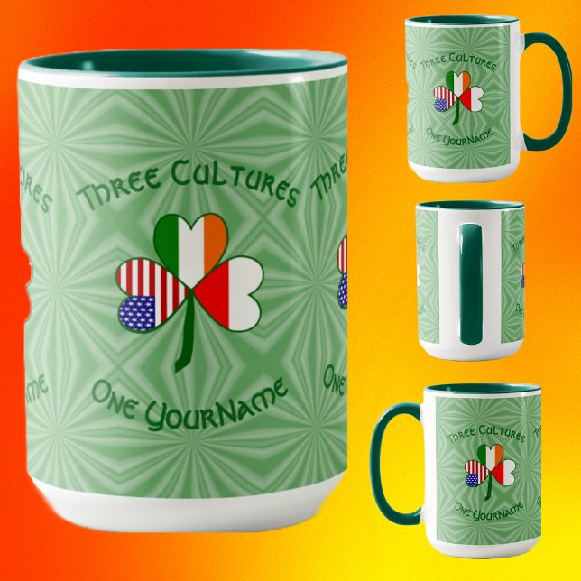 Polsk irländsk amerikansk flaggor Shamrock Personl Magisk Mugg (Skapare uppladdad)