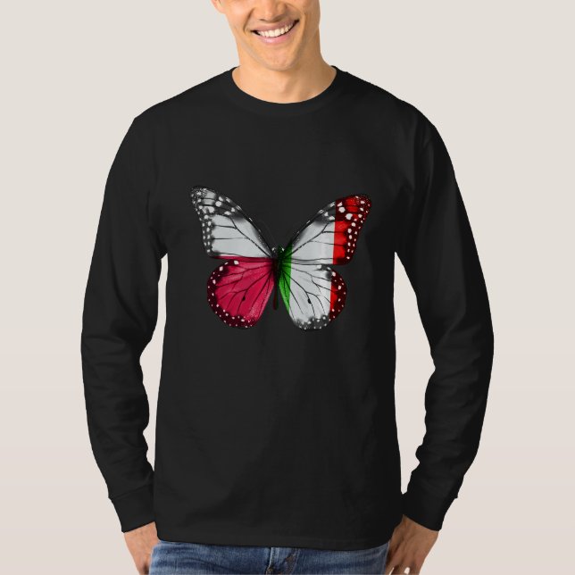 Polsk italiensk Flagga Butterfly T Shirt (Framsida)