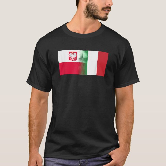 Polsk italiensk Flagga, halv polsk, halv italiensk T Shirt (Framsida)