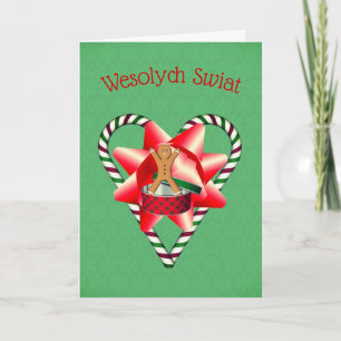 Polsk jul Hälsning Candy cane Bow Helgkort