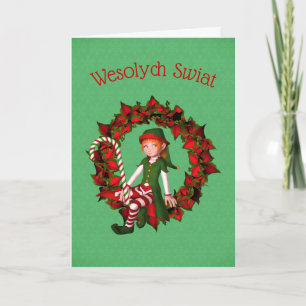 Polsk julklapp Elf på andningsportet Helgkort