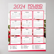 Polsk kalender 2024 med polska Helgdagar - nedladd