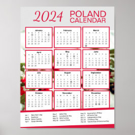 Polsk kalender 2024 med polska Helgdagar - nedladd Poster