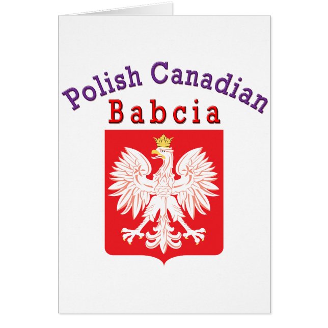 Polsk kanadensisk Eagle Shield Babcia Hälsningskort (Framsidan)