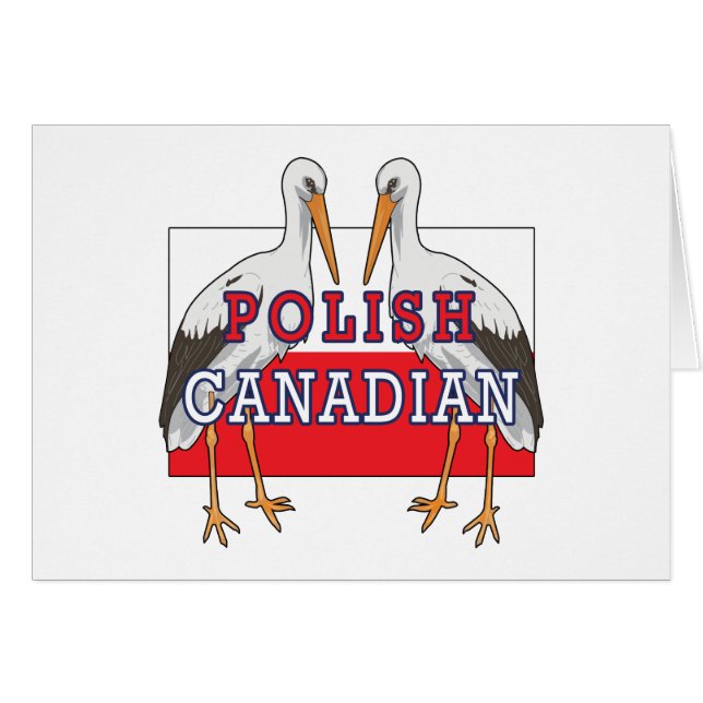 Polsk kanadensisk stork hälsningskort (Framsidan Horizontal)