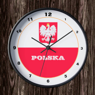 Polsk klocka, modern hemdekan, polsk Flagga Rund Klocka