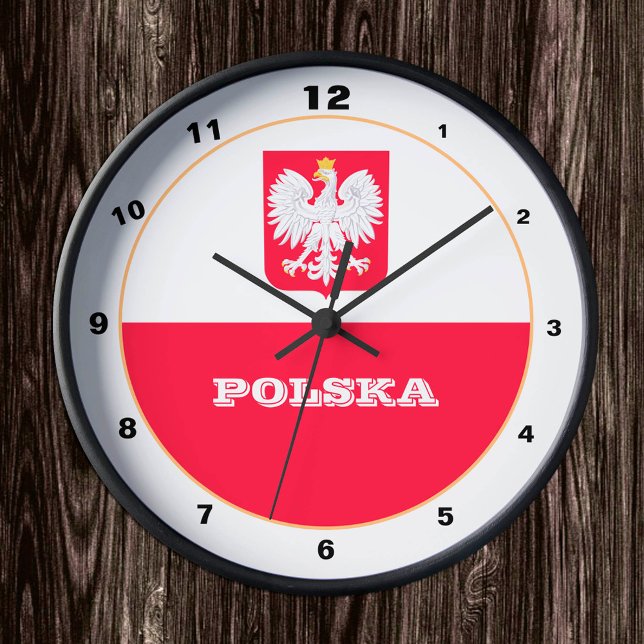 Polsk klocka, modern hemdekan, polsk Flagga Rund Klocka (Skapare uppladdad)