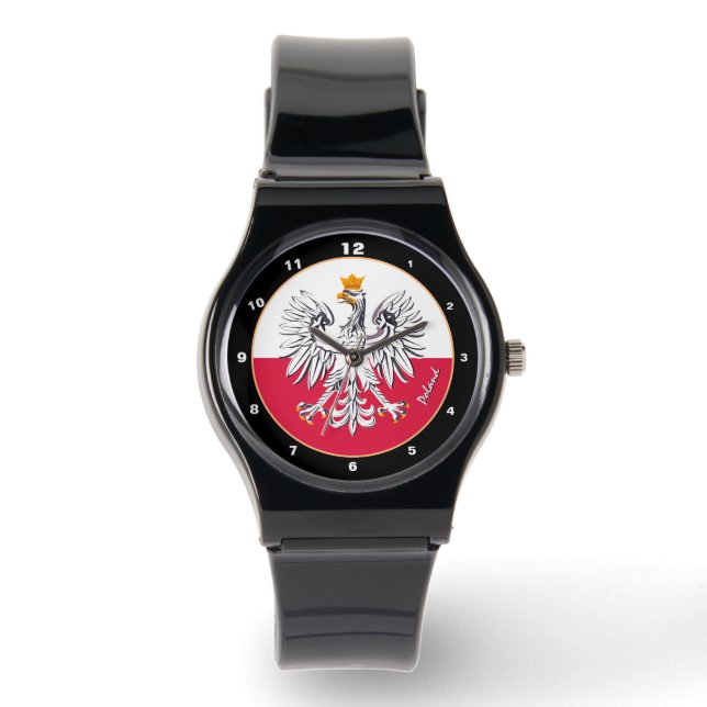 Polsk klocka, polska Flagga & Eagle, mode Armbandsur (Framsida)