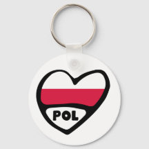 Polsk Land Code Flagga Heart Nyckelring, POL