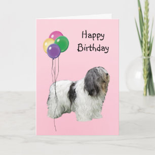 Polsk LowlandSheepdog, födelsedagballonger Kort