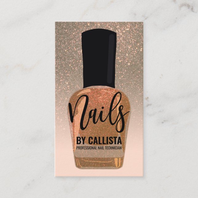 Polsk Nail-tekniker i guld Glitter, Nagel Visitkort (Framsida)