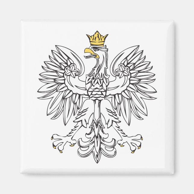 Polsk öre med Guld Krona Magnet (Framsidan)