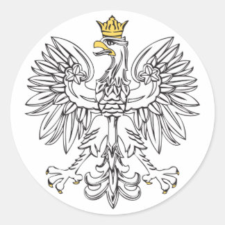 Polsk öre med Guld Krona Runt Klistermärke