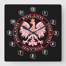 Polsk öre utskuren i Red Wall Clock Stor Klocka