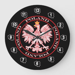 Polsk öre utskuren i Red Wall Clock Stor Klocka