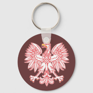 Polsk örn som skisseras i röda Keychain Nyckelring