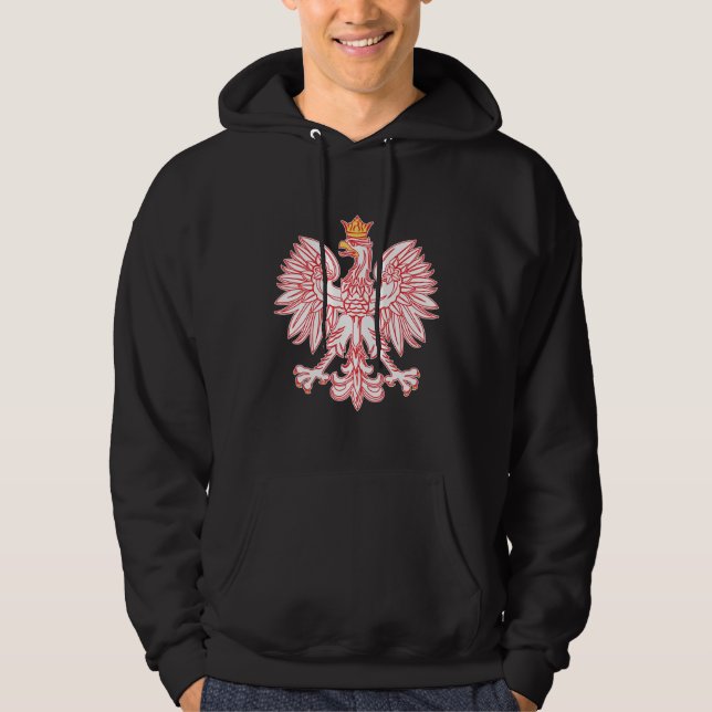 Polsk örn som skisseras i rött sweatshirt med luva (Framsida)