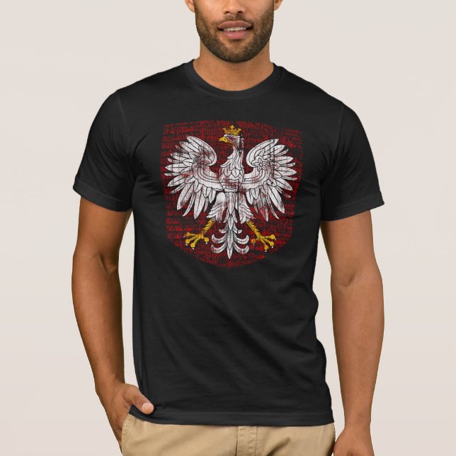 Polsk örnmanar mörka skjorta tee shirt (Framsida)