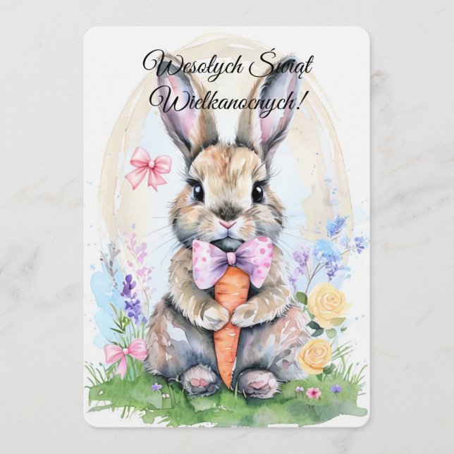 Polsk Påskhare Rabbit Wesolych Swiat Inbjudningar (Framsida)