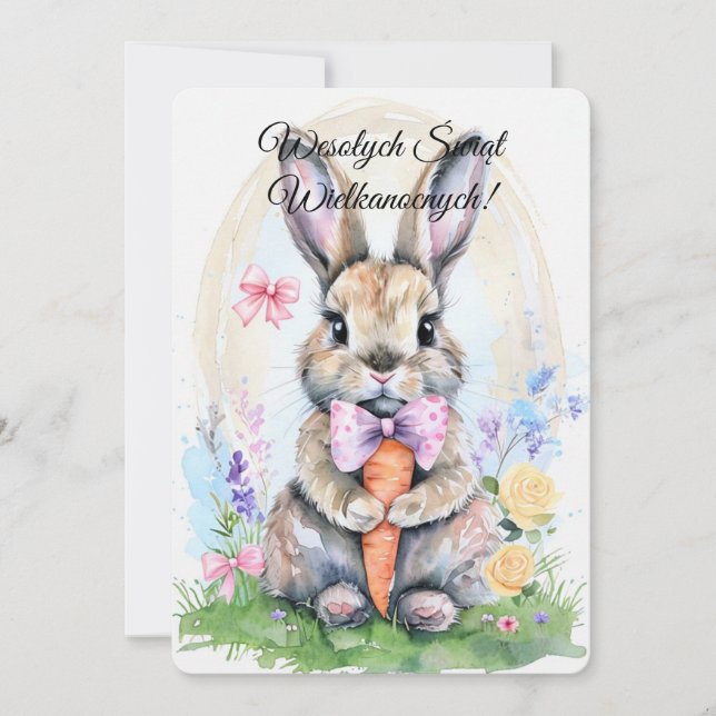 Polsk Påskhare Rabbit Wesolych Swiat Inbjudningar (Framsida)