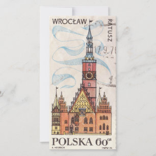 Polsk porto frimärke Wroclaw Tack Kort