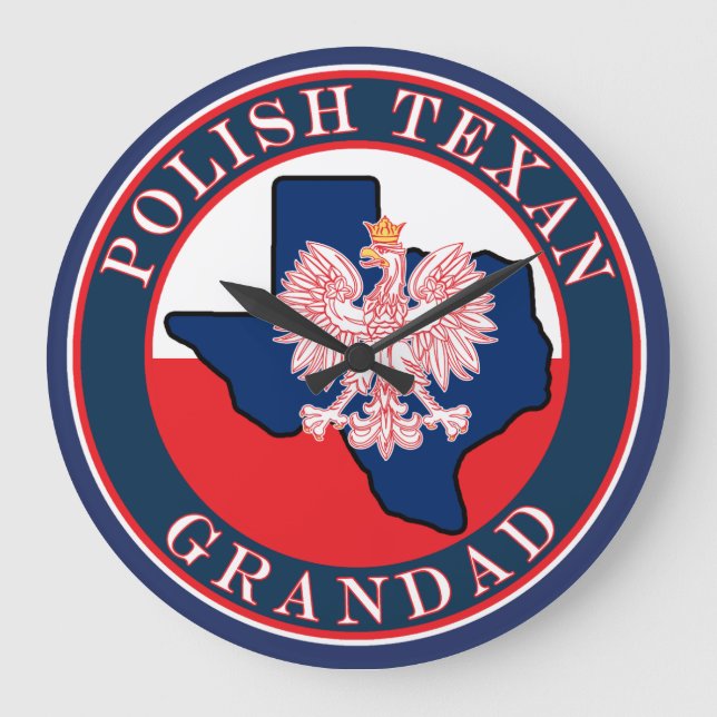 Polsk texan Grandad Round Stor Klocka (Framsida)