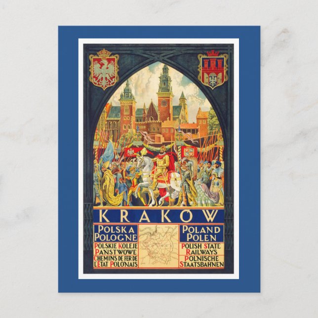 Polsk vintage resoraffisch vykort (Framsida)