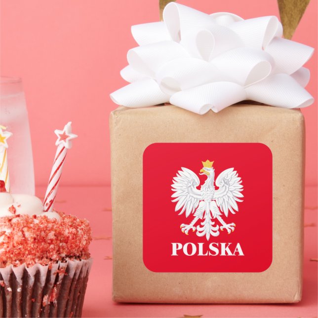 Polska 3 fyrkantigt klistermärke (Fest)