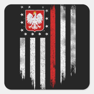 Polska American Flagga Combo Polen Usa Polska Fyrkantigt Klistermärke