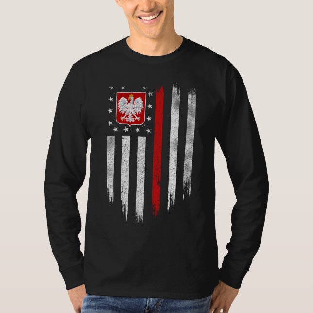 Polska American Flagga Combo Polen Usa Polska T Shirt (Framsida)
