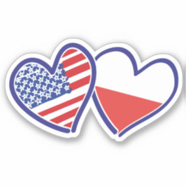 Polska American Heart Flaggor Klistermärken
