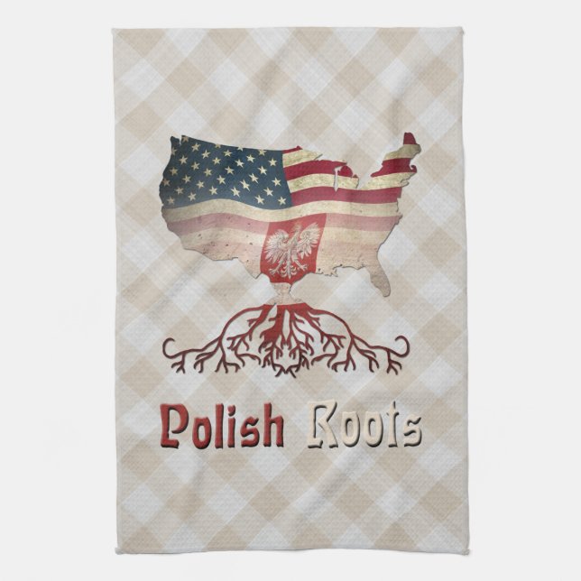 Polska amerikanska rötter Tea Towels Kökshandduk (Vertikal)
