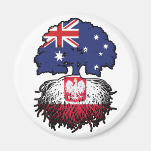 Polska australiska Australien Träd Roots Flagga Magnet